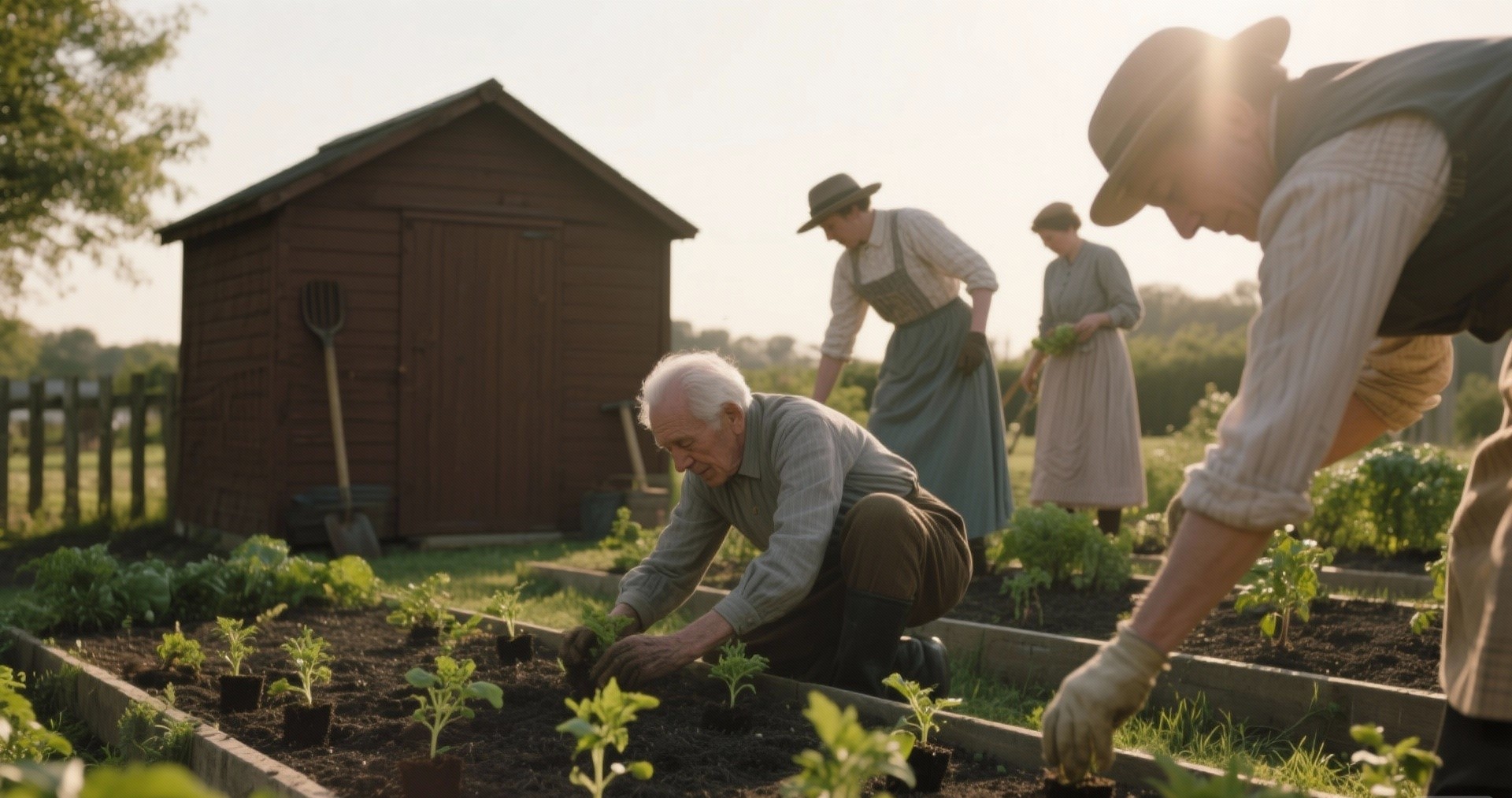 Historic community allotment scene
